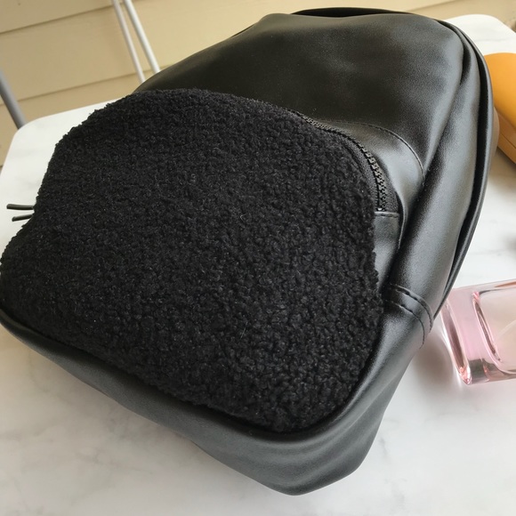 ๐ SALE Black Faux Sheep skin and leather Backpack - Picture 3 of 5